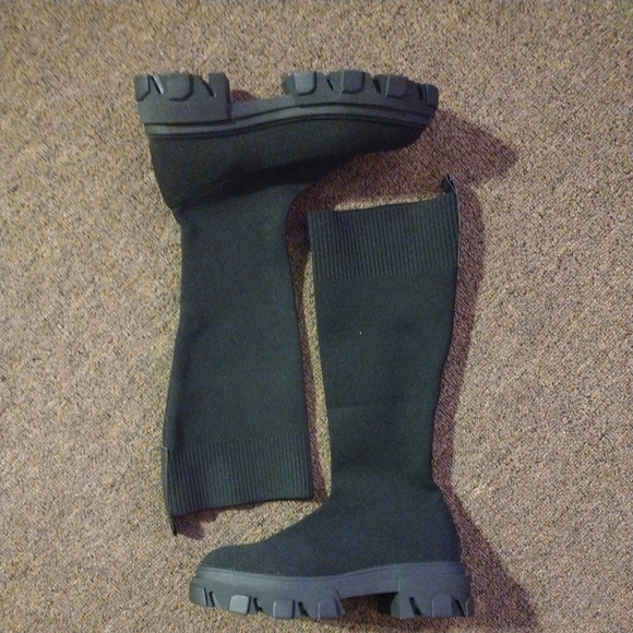 H&M Knitted Stretch Platform knee boots 7.5 New - Picture 2 of 5
